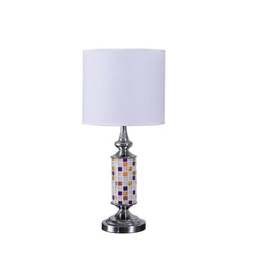 Silver Chrome Metal Mosaic Glass Table Lamp - Omega Lifestyles