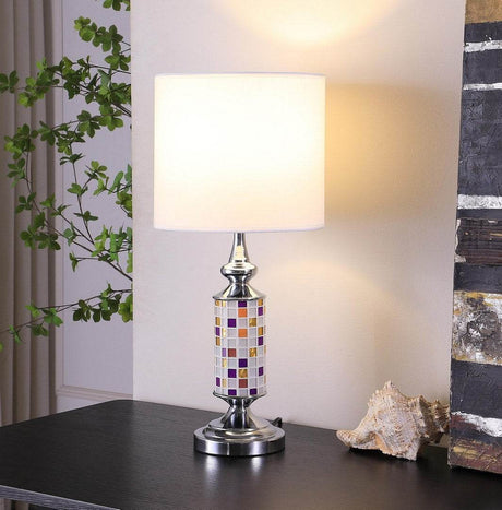 Silver Chrome Metal Mosaic Glass Table Lamp - Sleep Galleria