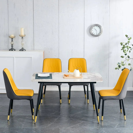 Sintered Stone Dining Table And Four PU Chairs Set - Omega Lifestyles