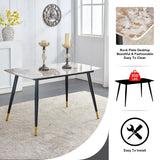 Sintered Stone Dining Table And Four PU Chairs Set - Omega Lifestyles