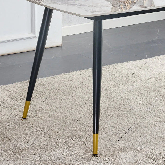 Sintered Stone Dining Table And Four PU Chairs Set - Omega Lifestyles