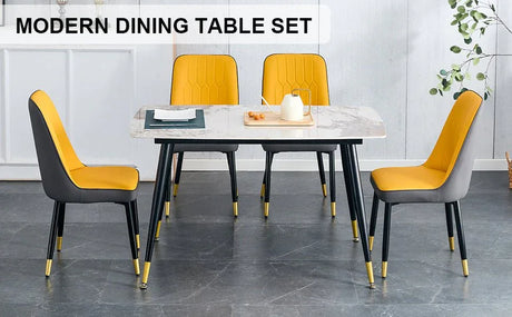Sintered Stone Dining Table And Four PU Chairs Set - Omega Lifestyles