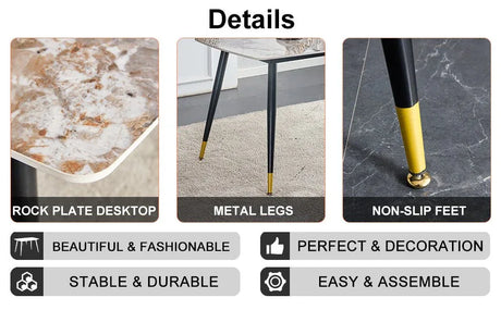 Sintered Stone Dining Table And Four PU Chairs Set - Omega Lifestyles