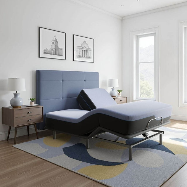 Soft 12 - Inch Plush Cooling Hybrid Mattress And Adjustable Base King Bundle - Driftwood - Omega Lifestyles