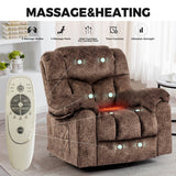 Soft Velvet Swivel Rocking Massage Recliner Chair - Driftwood - Omega Lifestyles