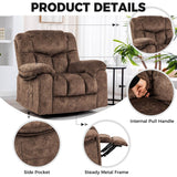 Soft Velvet Swivel Rocking Massage Recliner Chair - Driftwood - Omega Lifestyles