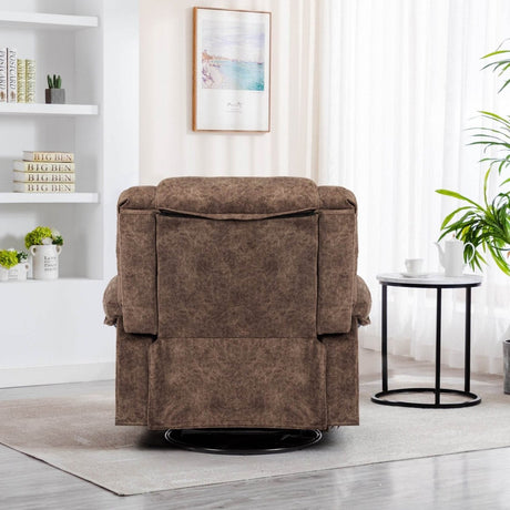 Soft Velvet Swivel Rocking Massage Recliner Chair - Driftwood - Omega Lifestyles