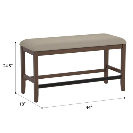 Solid Wood Brown Foam Filled Gathering Height Bench - Driftwood - Omega Lifestyles