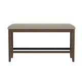 Solid Wood Brown Foam Filled Gathering Height Bench - Driftwood - Omega Lifestyles