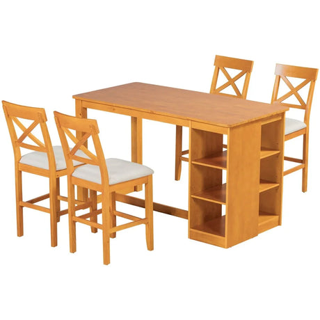 Solid Wood Farmhouse Counter Height Dining Table Set - Omega Lifestyles