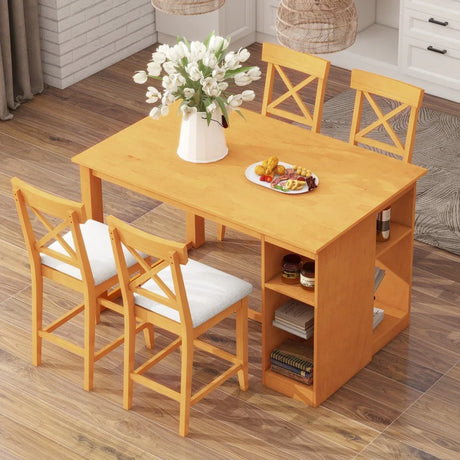 Solid Wood Farmhouse Counter Height Dining Table Set - Omega Lifestyles