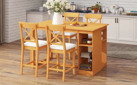 Solid Wood Farmhouse Counter Height Dining Table Set - Omega Lifestyles