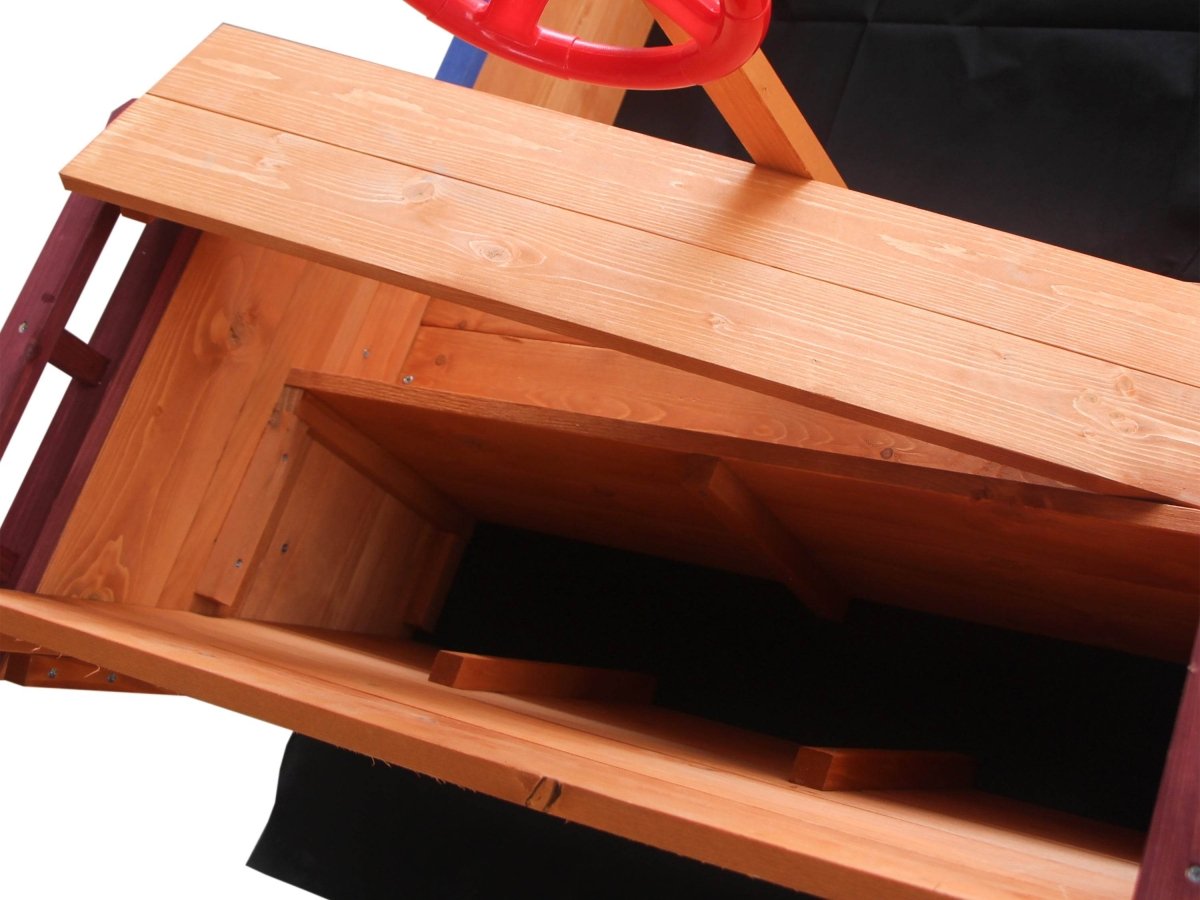 Solid Wood Pirate Ship Sandbox With Canopy And Rudder - Driftwood - Omega Lifestyles
