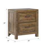 Solid Wood Rustic Brown 2 - Drawer Nightstand - Driftwood - Omega Lifestyles