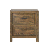 Solid Wood Rustic Brown 2 - Drawer Nightstand - Driftwood - Omega Lifestyles
