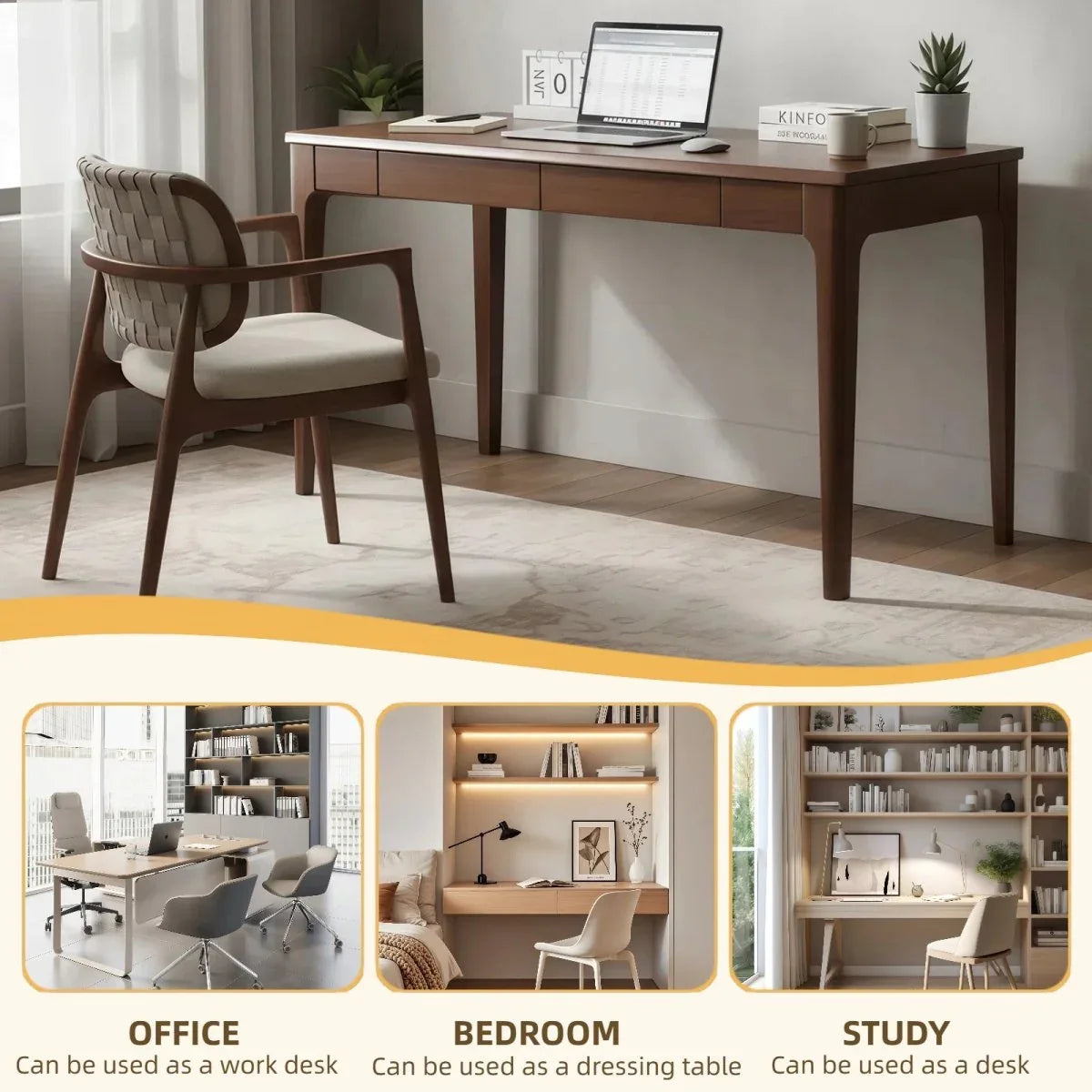 Solid Wood Standing Desk With Double Drawers - Omega Lifestyles
