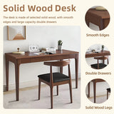 Solid Wood Standing Desk With Double Drawers - Omega Lifestyles