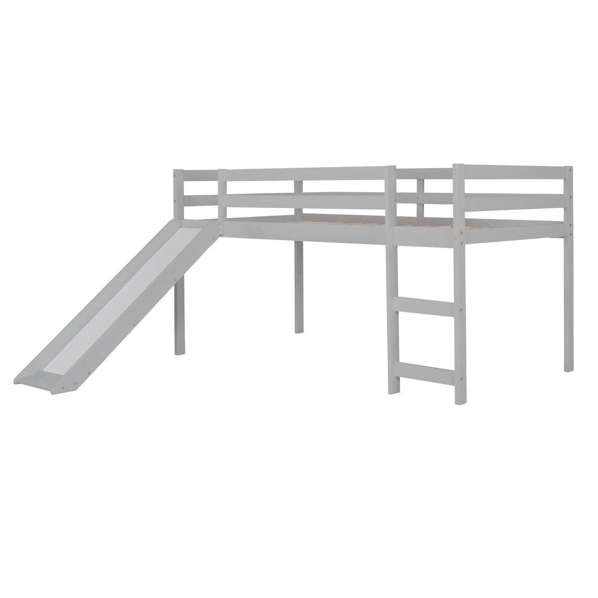 Solid Wood Twin Loft Bed With Ladder and Guardrails - Sleep Galleria