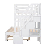 Solid Wood Twin Over Twin Full Bunk Bed With Trundle - Sleep Galleria