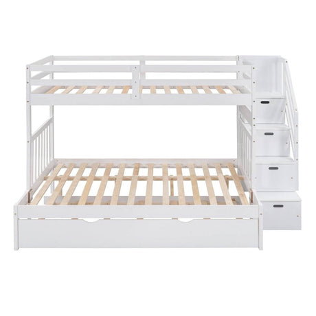 Solid Wood Twin Over Twin Full Bunk Bed With Trundle - Sleep Galleria