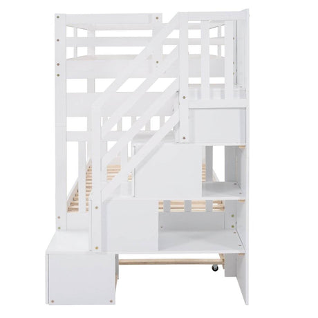 Solid Wood Twin Over Twin Full Bunk Bed With Trundle - Sleep Galleria