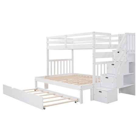 Solid Wood Twin Over Twin Full Bunk Bed With Trundle - Sleep Galleria
