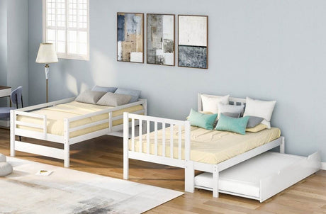 Solid Wood Twin Over Twin Full Bunk Bed With Trundle - Sleep Galleria