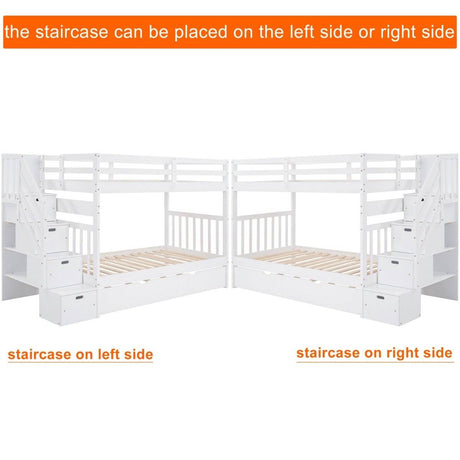 Solid Wood Twin Over Twin Full Bunk Bed With Trundle - Sleep Galleria