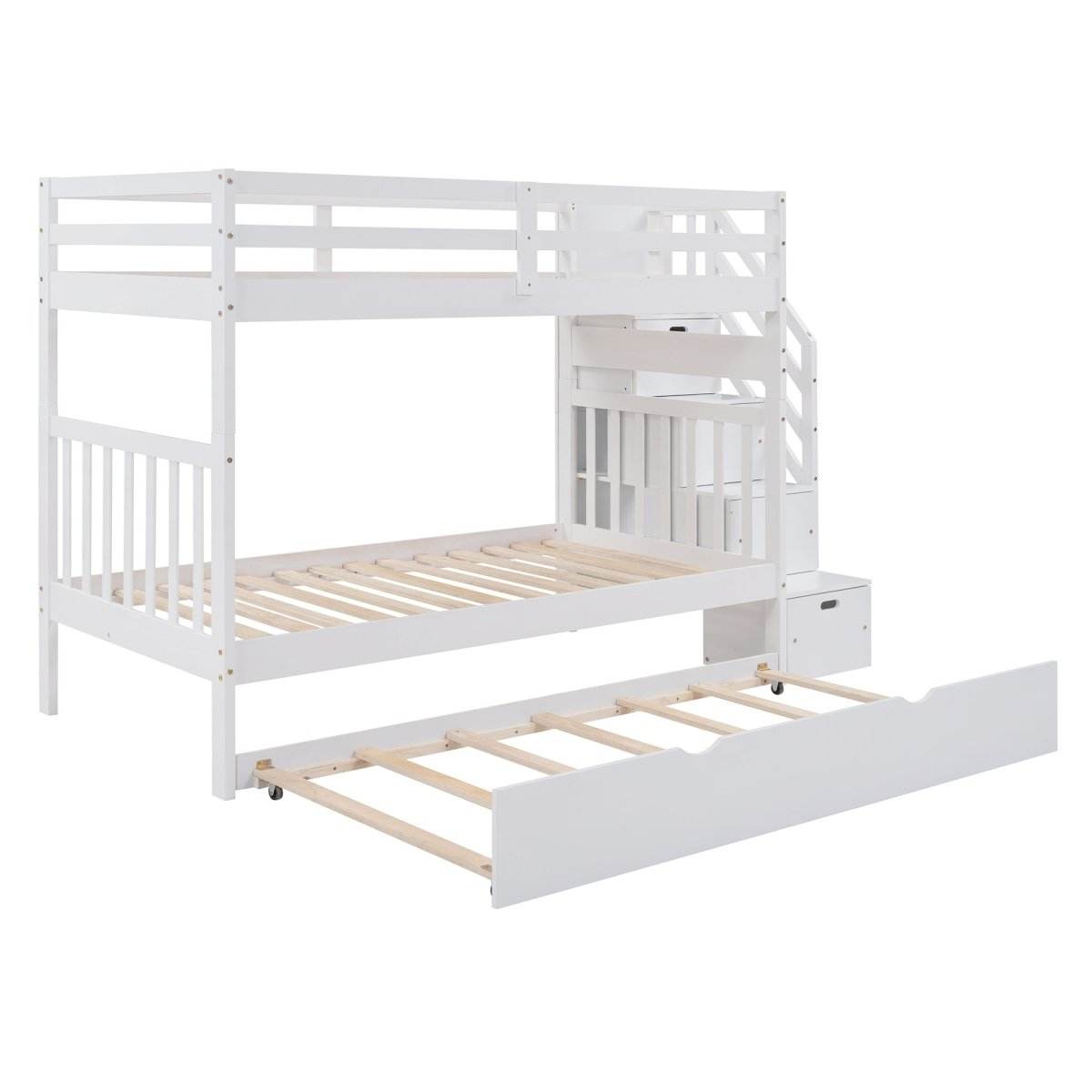 Solid Wood Twin Over Twin Full Bunk Bed With Trundle - Sleep Galleria
