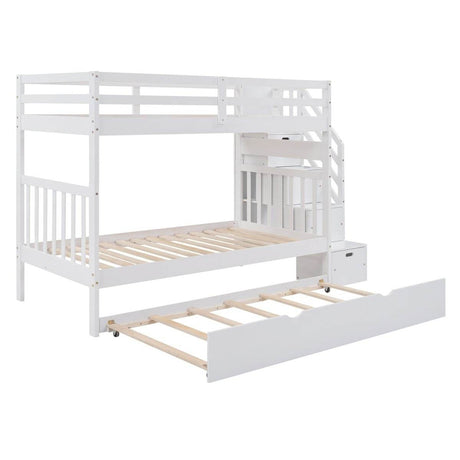 Solid Wood Twin Over Twin Full Bunk Bed With Trundle - Sleep Galleria