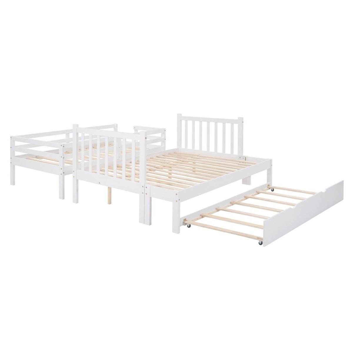Solid Wood Twin Over Twin Full Bunk Bed With Trundle - Sleep Galleria