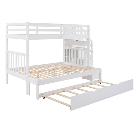 Solid Wood Twin Over Twin Full Bunk Bed With Trundle - Sleep Galleria