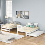 Solid Wood Twin Over Twin Full Bunk Bed With Trundle - Sleep Galleria