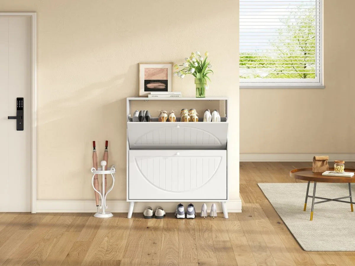 Space-Saving Narrow Tipping Bucket Storage Cabinet - Omega Lifestyles