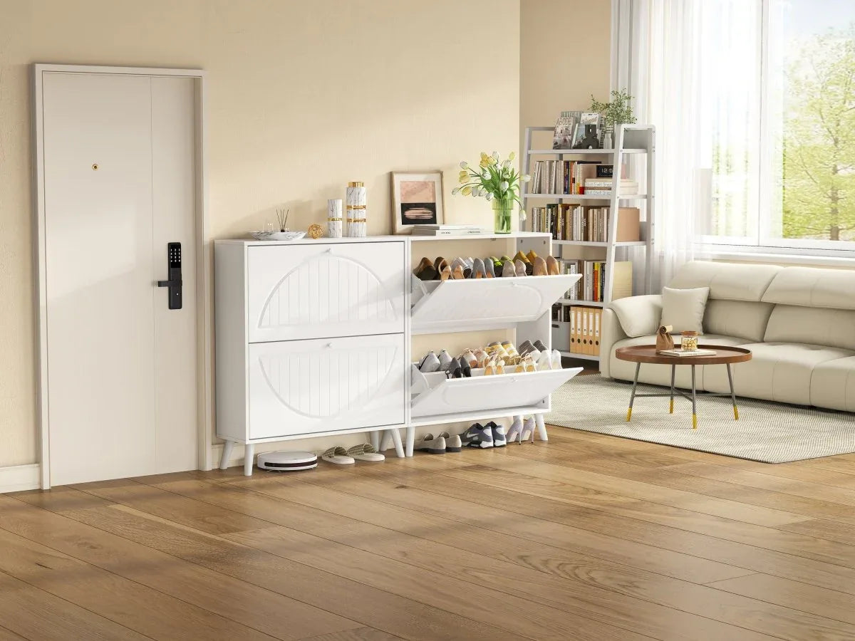 Space-Saving Narrow Tipping Bucket Storage Cabinet - Omega Lifestyles