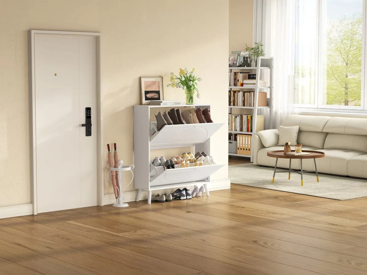 Space-Saving Narrow Tipping Bucket Storage Cabinet - Omega Lifestyles