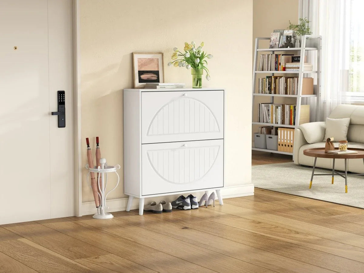 Space-Saving Narrow Tipping Bucket Storage Cabinet - Omega Lifestyles