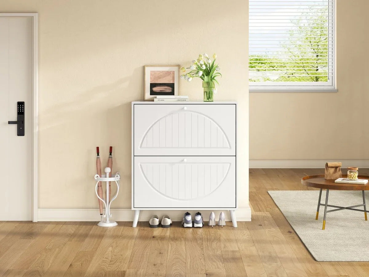 Space-Saving Narrow Tipping Bucket Storage Cabinet - Omega Lifestyles