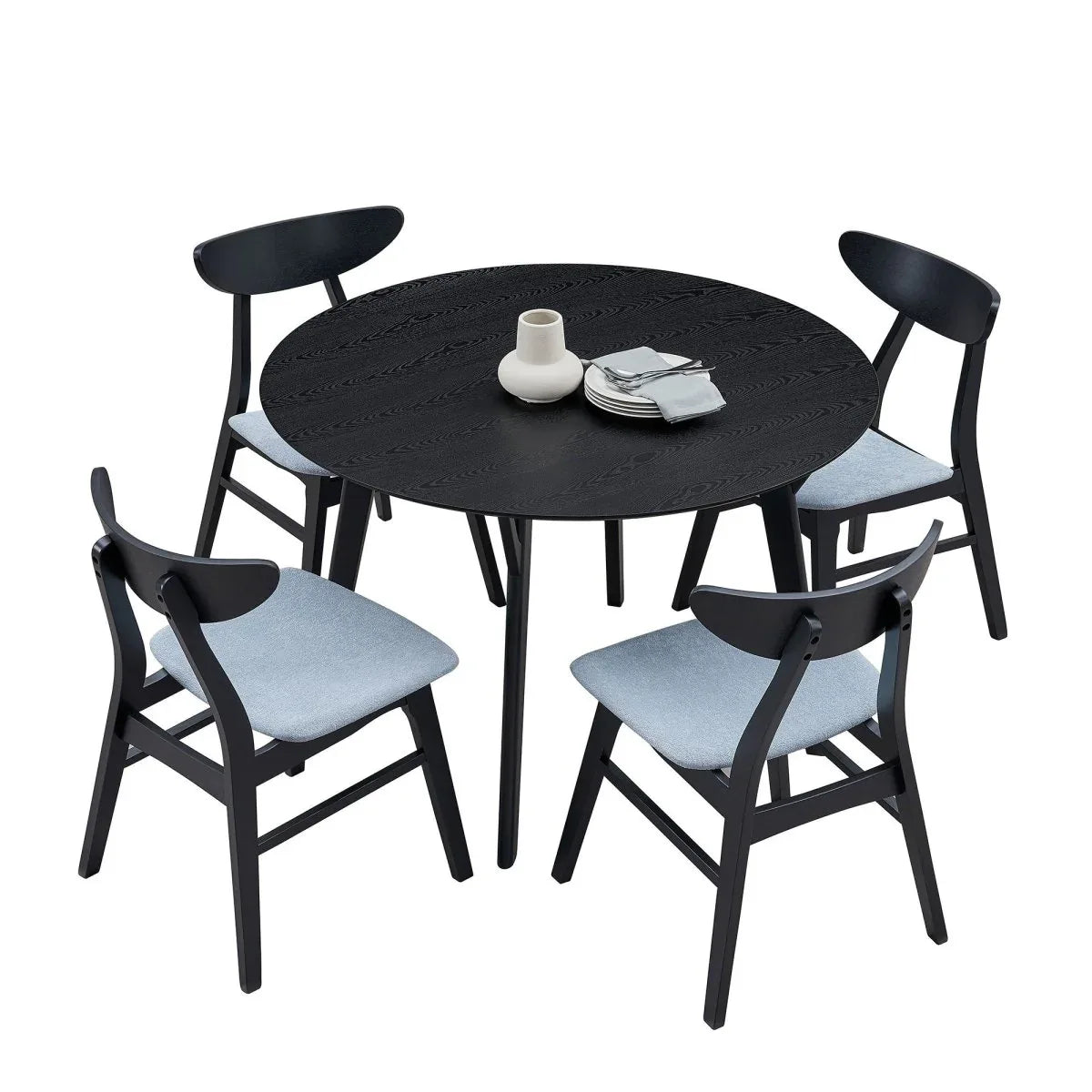 Space-Saving Solid Wood Round Dining Table And Chairs Set - Omega Lifestyles