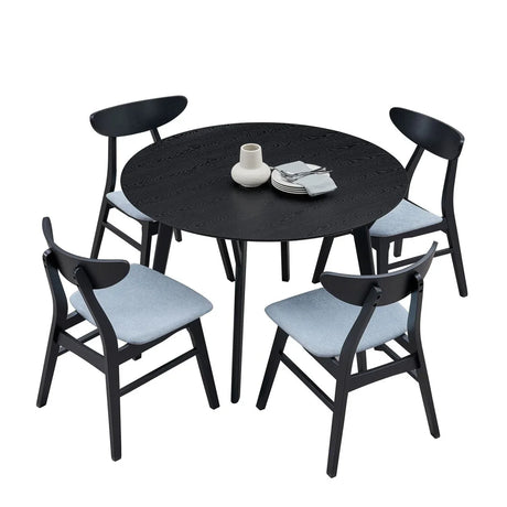 Space-Saving Solid Wood Round Dining Table And Chairs Set - Omega Lifestyles