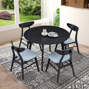 Space-Saving Solid Wood Round Dining Table And Chairs Set - Omega Lifestyles