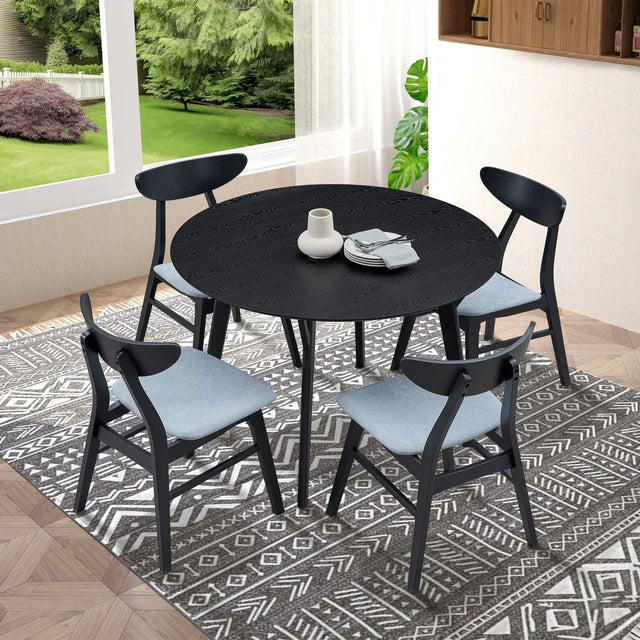 Space-Saving Solid Wood Round Dining Table And Chairs Set - Omega Lifestyles