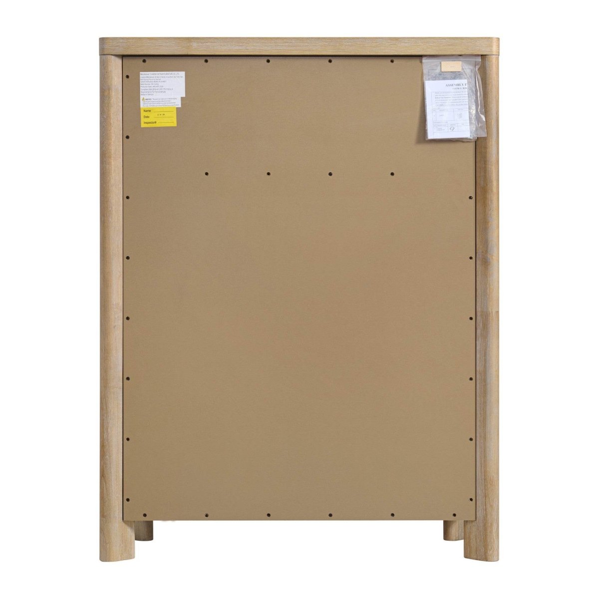 Tan Solid Wood 6 - Drawer Chest Storage Dresser - Driftwood - Omega Lifestyles