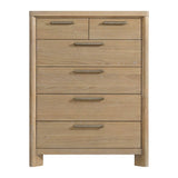 Tan Solid Wood 6 - Drawer Chest Storage Dresser - Driftwood - Omega Lifestyles