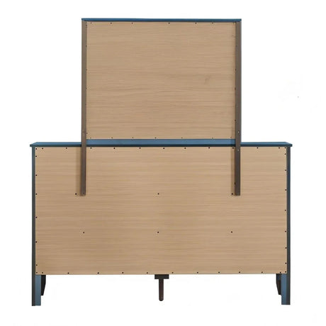 Teal Wood Veneer Finish 6-Drawer Assembled Dresser - Omega Lifestyles