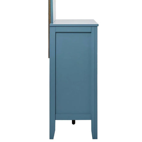 Teal Wood Veneer Finish 6-Drawer Assembled Dresser - Omega Lifestyles