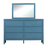 Teal Wood Veneer Finish 6-Drawer Assembled Dresser - Omega Lifestyles