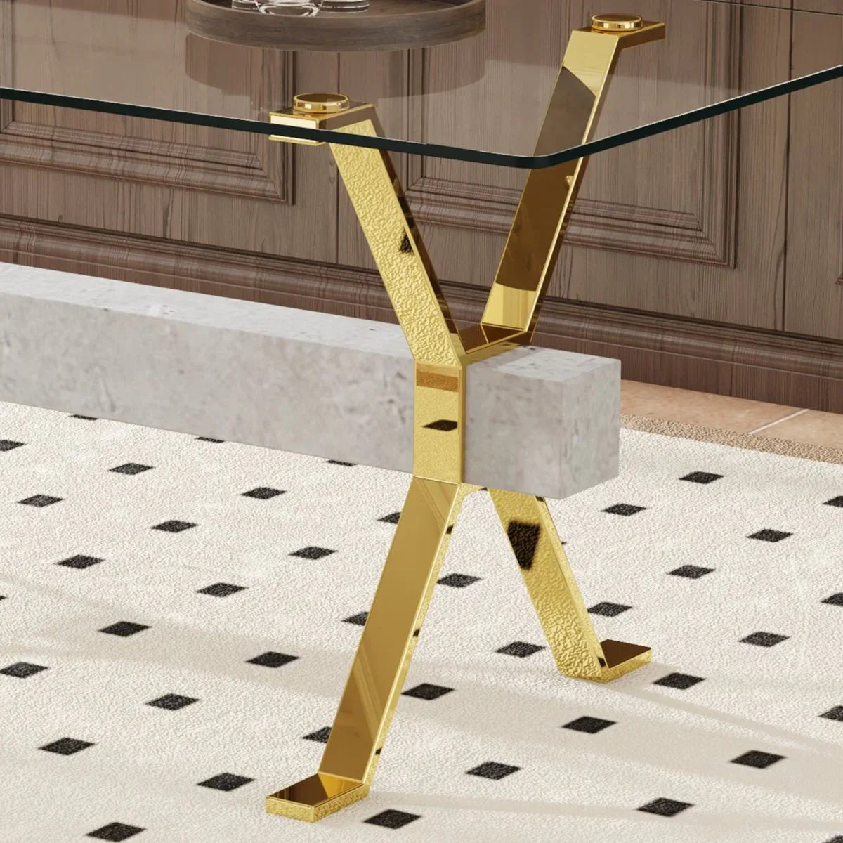 Tempered Glass Dining Table With Eight PU Chairs Set - Omega Lifestyles