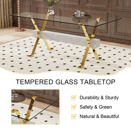 Tempered Glass Dining Table With Eight PU Chairs Set - Omega Lifestyles