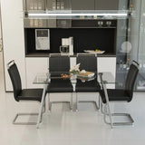 Tempered Glass Dining Table With Four PU Chairs Set - Omega Lifestyles